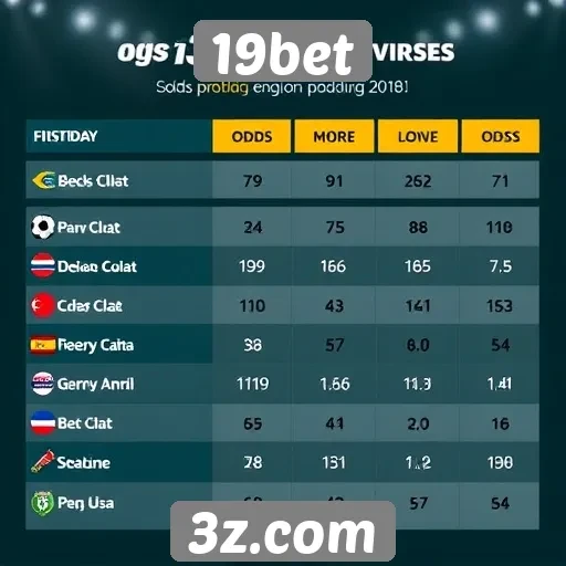 Comparativo de odds entre 19bet e concorrentes