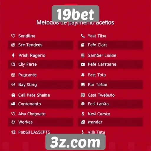 Métodos de pagamento aceitos no 19bet